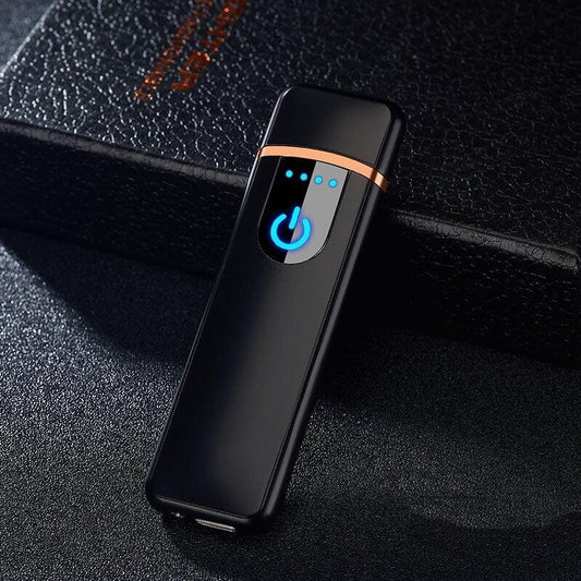 Stevvex luxury USB cigarette lighter with fingerprint induction black metal body on Tampa Home & Garden Store