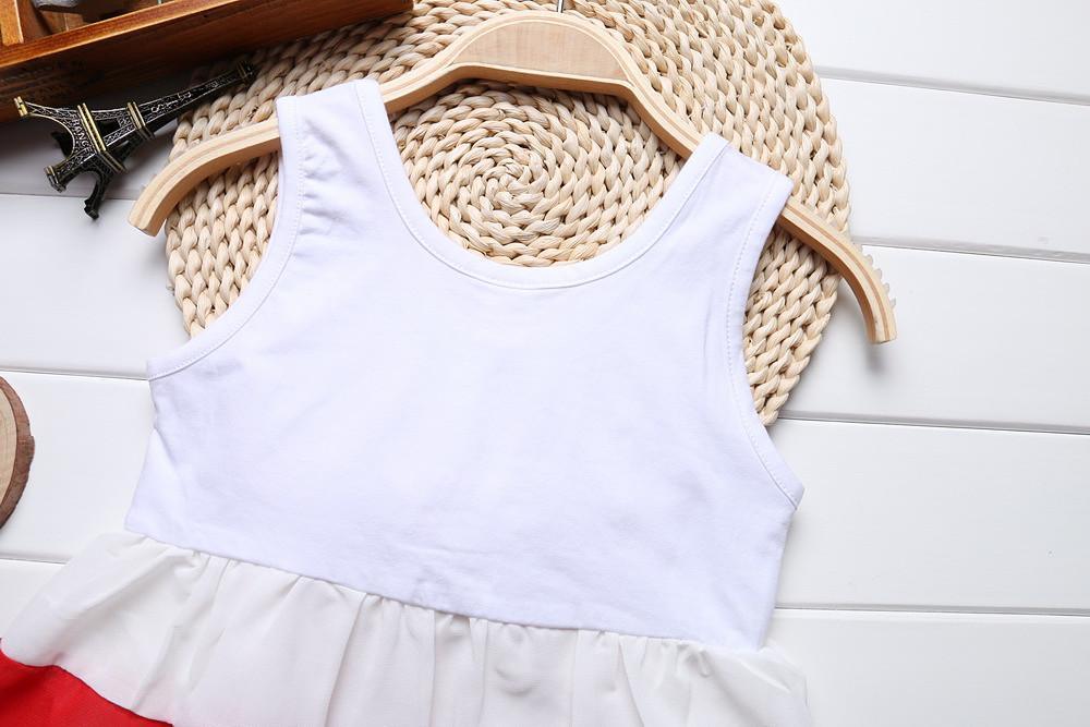 Stevvex baby girls white sleeveless round-neck chiffon dress with gathered skirt on Tampa Home & Garden Store
