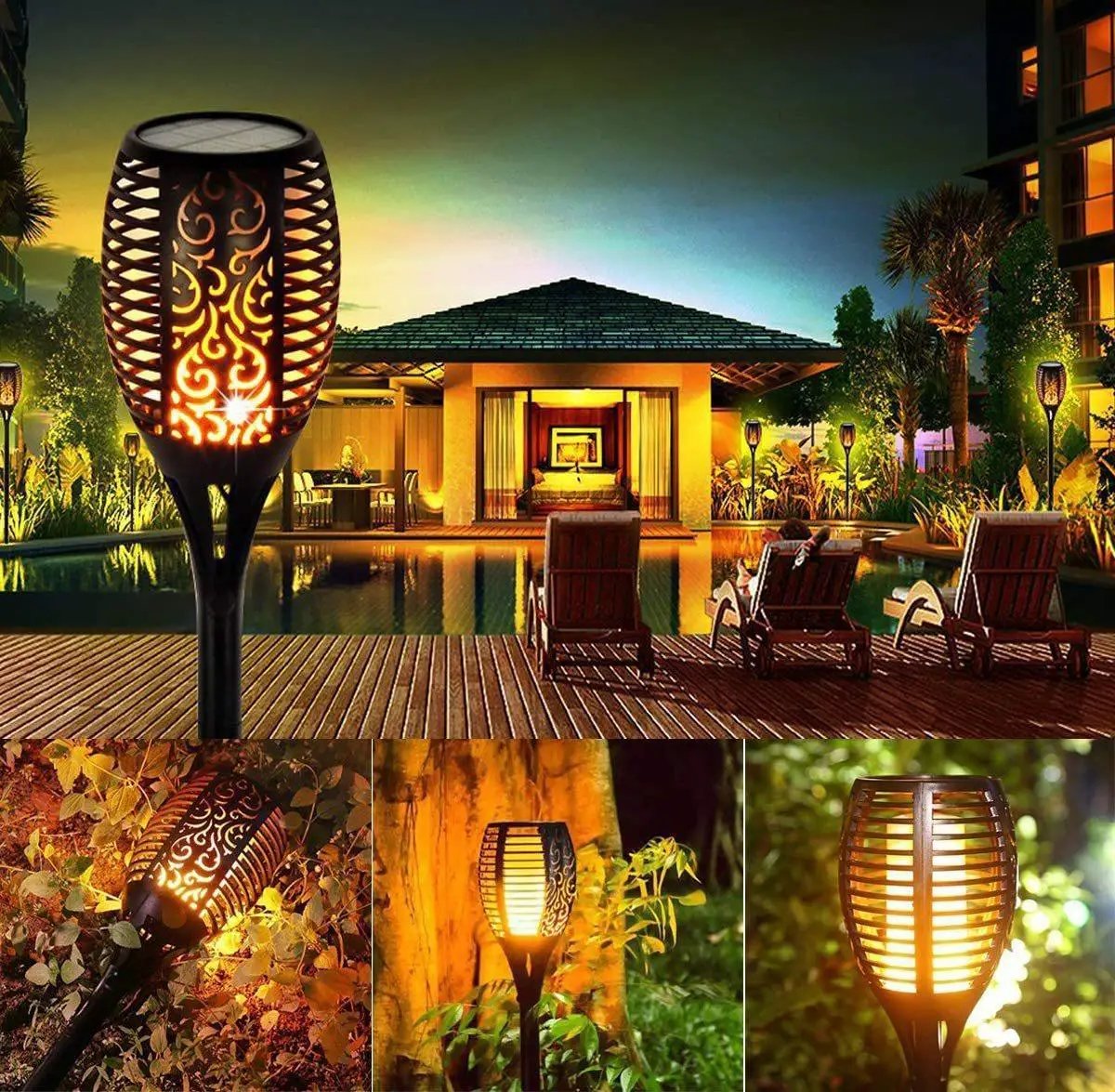 Led Solar Flame Torch for Yard and Garden Pathway