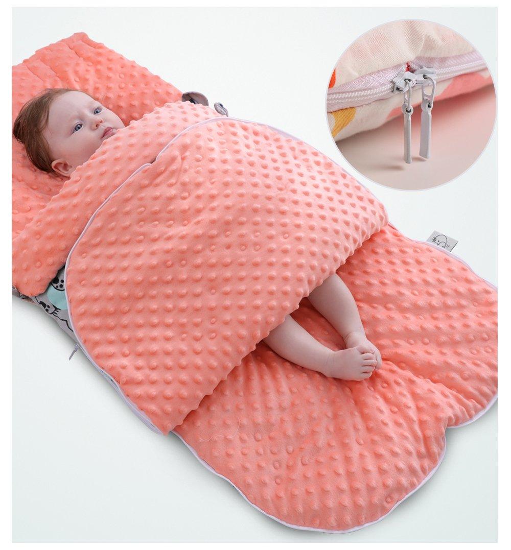 Newborn envelope cocoon sleeping bag swaddle blanket in peach pink minky texture Stevvex on Tampa Home & Garden Store