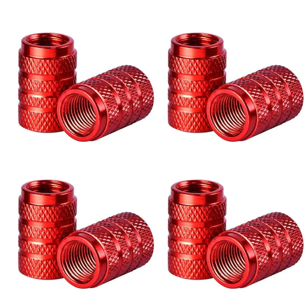 4pcs red knurled valve stem caps by BikerZoneZ for motor vehicle tire accessories on Tampa Home & Garden Store