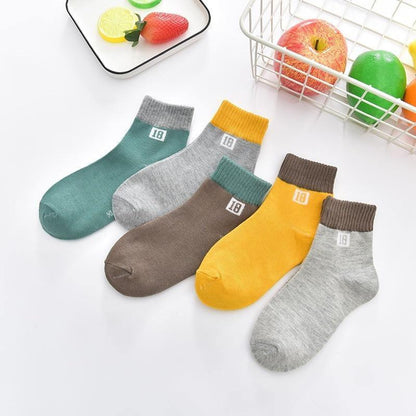 Five pairs of baby boys winter socks in assorted colors, breathable cotton for kids on Tampa Home & Garden Store