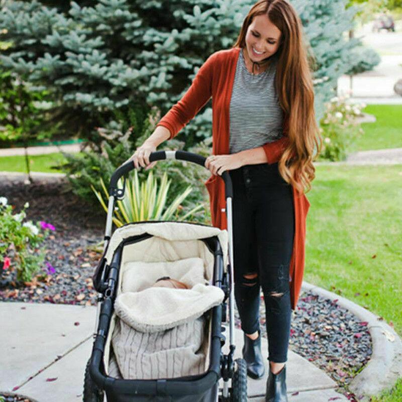 Warm knitted newborn swaddle blanket cream sleeping bag footmuff for stroller Stevvex on Tampa Home & Garden Store