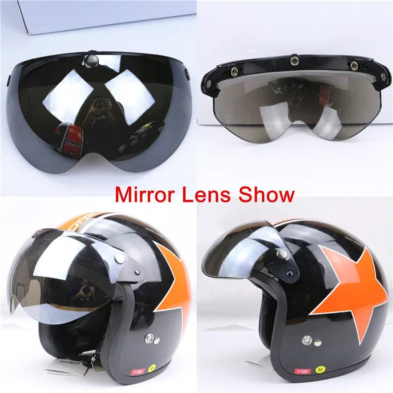 BikerZoneZ Universal 3-Snap Visor for Open-Face Motorcycle Helmet, mirrored lens on Tampa Home & Garden Store