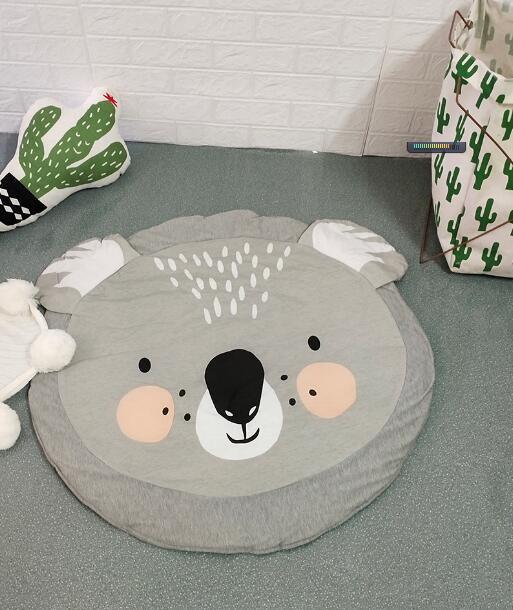 Creative Elephant Design Baby Play Mat grey round cotton infant crawling carpet for newborns on Tampa Home & Garden Store
