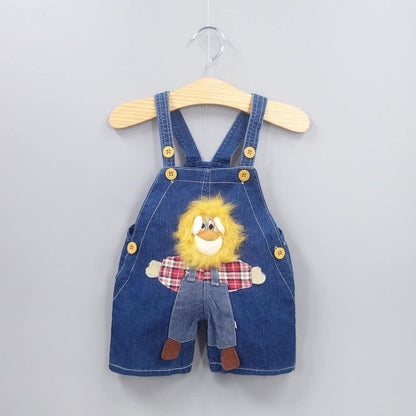 Stevvex baby denim overalls with lion applique, blue jean fabric on Tampa Home & Garden Store