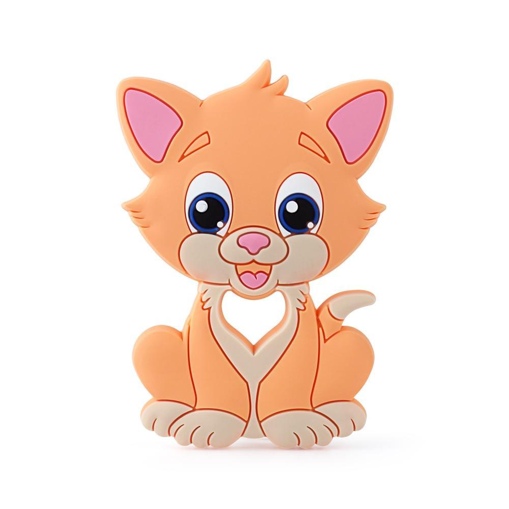 Stevvex baby animal silicone teether dog orange with pink ears for teething on Tampa Home & Garden Store