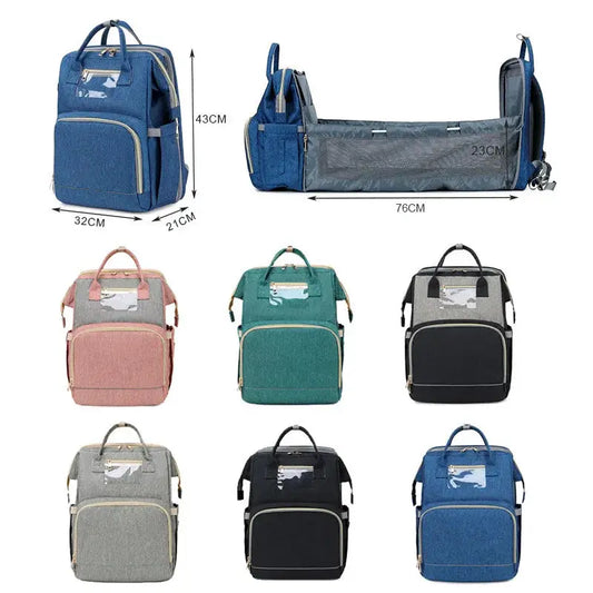 Usb Diaper Bags Backpack Foldable with Mat in blue, nine color variants on Tampa Home & Garden Store