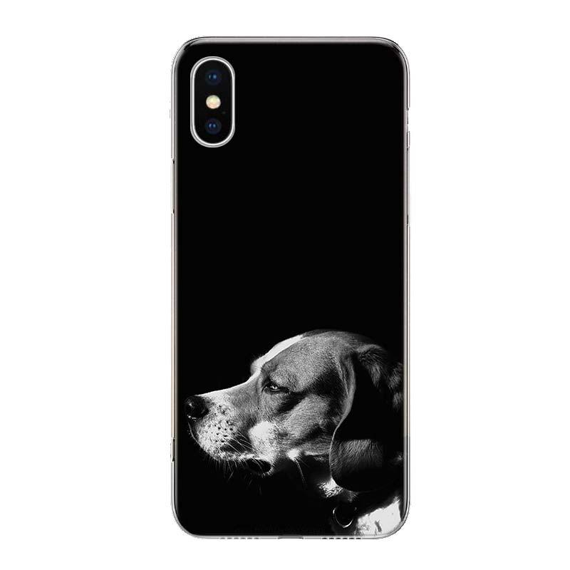 Stevvex Beagle dog hard case with black background and white Beagle portrait for iPhone on Tampa Home & Garden Store