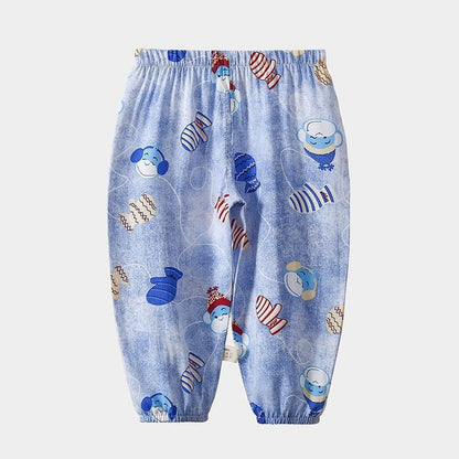 Stevvex baby pajama pants blue printed with cute cartoon characters elastic cuffs on Tampa Home & Garden Store
