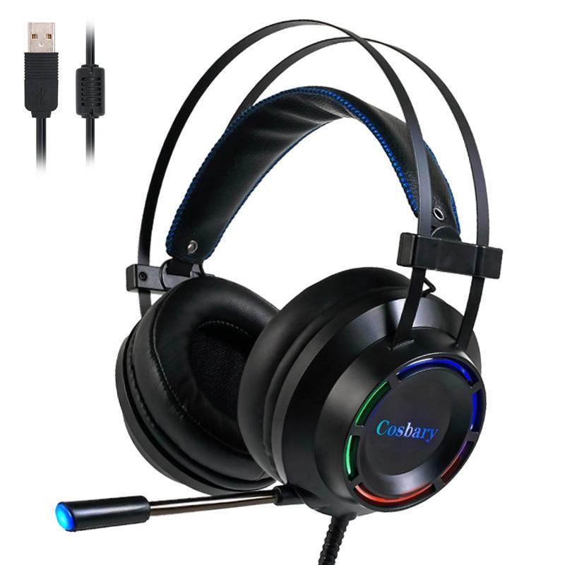 Stevvex gaming headset ST10S4237IUQ with RGB lighting, black over-ear headphones and microphone on Tampa Home & Garden Store