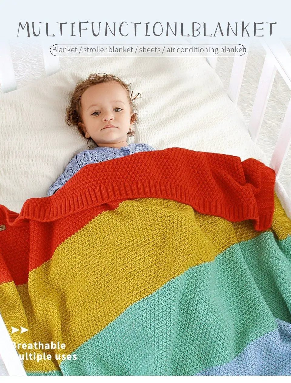 Knitted Baby Blanket Swaddle Wrap for Stroller