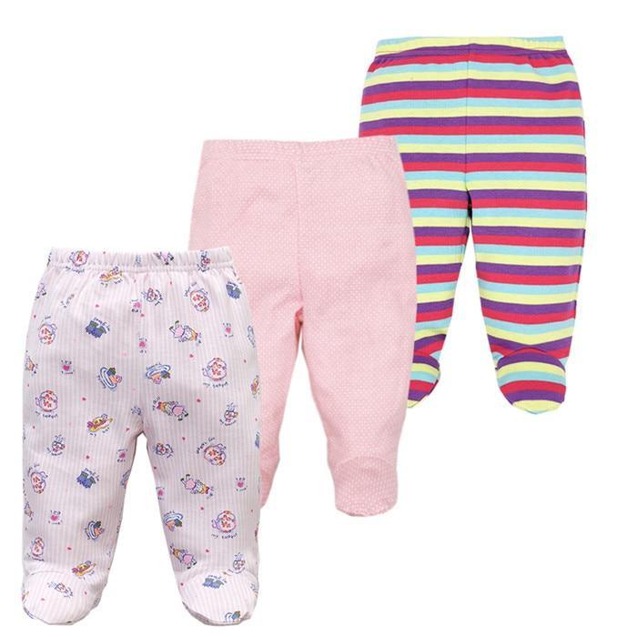 3pc baby pants set, 100% cotton, unisex, Stevvex, pink polka-dot & rainbow-striped pants on Tampa Home & Garden Store