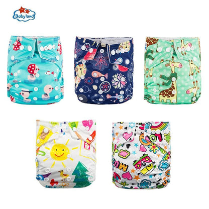 Stevvex cloth diaper set 5pcs with colorful prints and pocket design for kids on Tampa Home & Garden Store