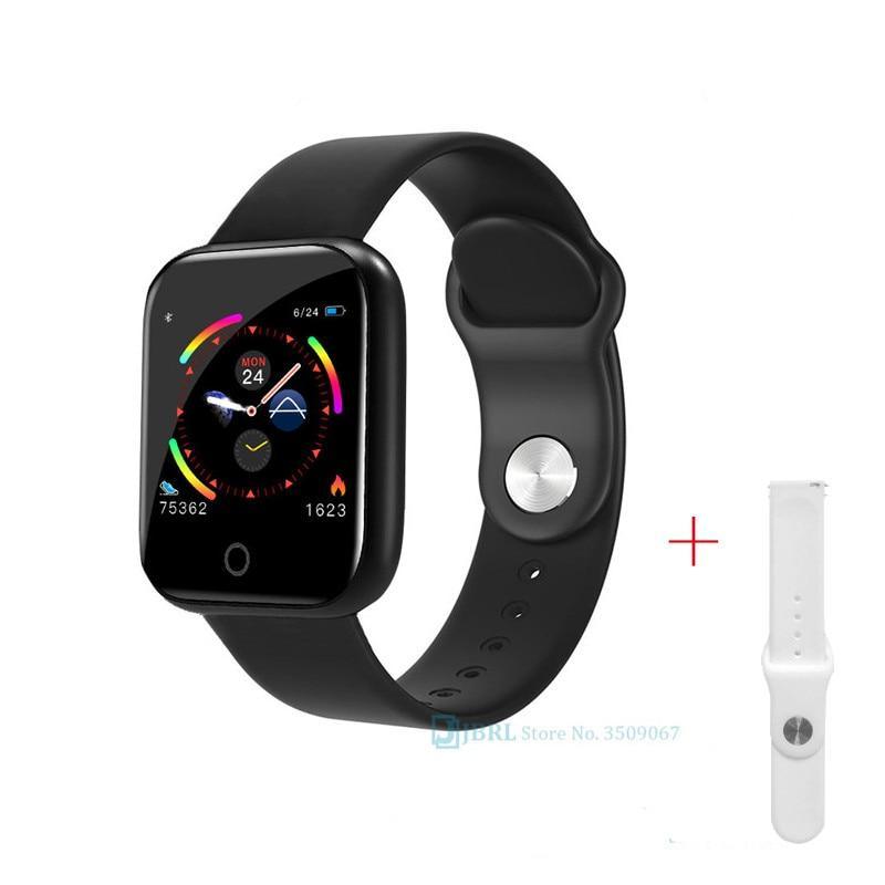 Stevvex smart watch square touchscreen with black silicone band plus white strap (2 items) on Tampa Home & Garden Store