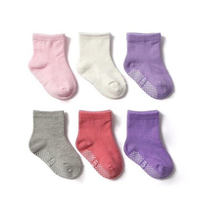 Baby non-slip boat socks 6-pair Stevvex with rubber grips in multicolor for boys & girls on Tampa Home & Garden Store