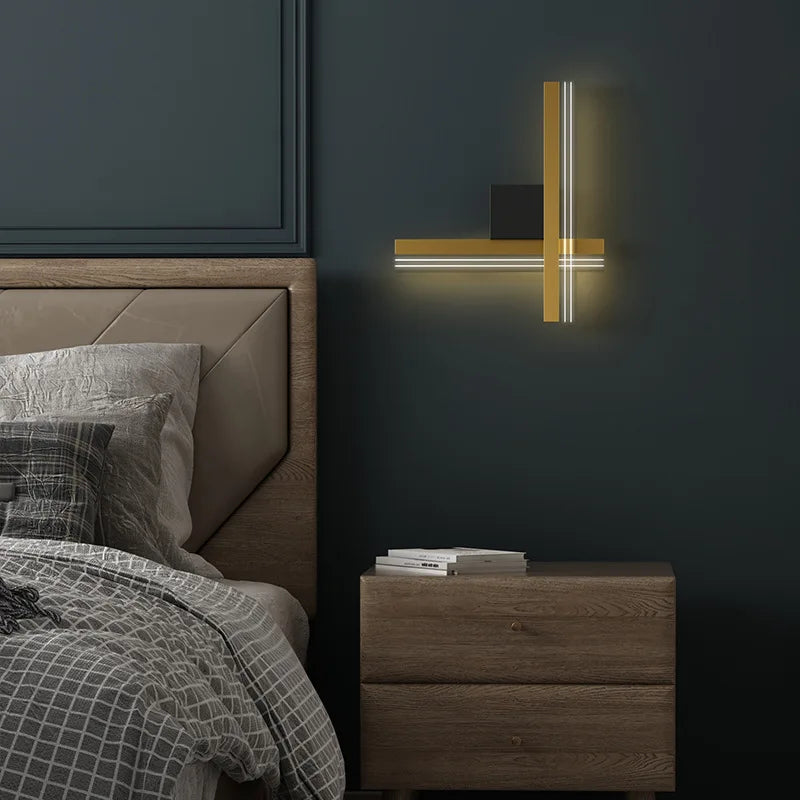 DecorBites LED aluminum wall light with gold finish and horizontal/vertical LED bars on Tampa Home & Garden Store