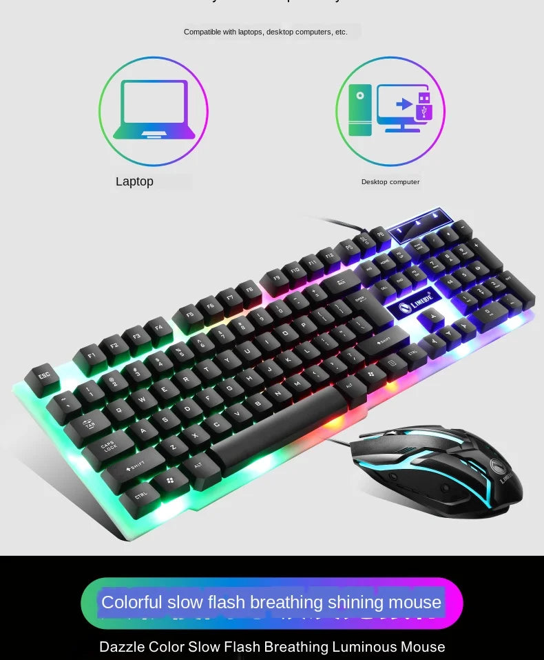 USB wired gaming keyboard and mouse rainbow RGB backlight; FLIPSTYLEZLLC keyboard and mouse on Tampa Home & Garden Store