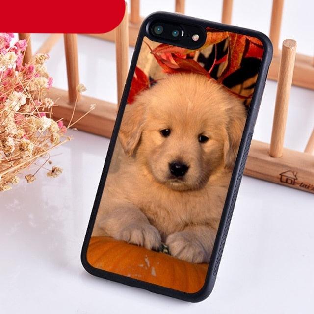 Stevvex Golden Retriever puppy iPhone case, liquid silicone back, black bumper on Tampa Home & Garden Store