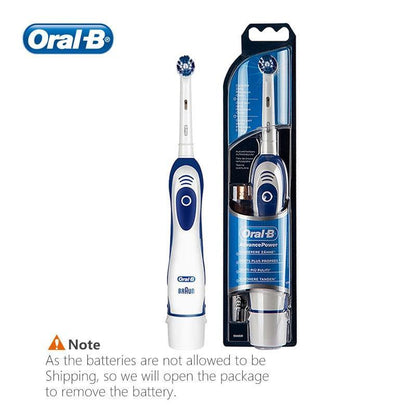 Oral-B electric toothbrush with white/blue handle and replaceable head in packaging on Tampa Home & Garden Store