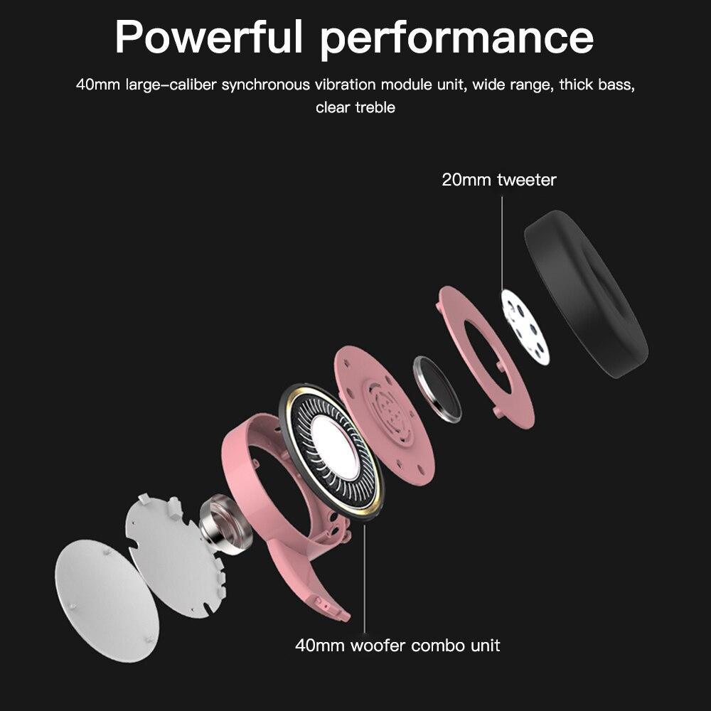 Stevvex pink on-ear wireless folding headset with mic, 40mm woofer, 20mm tweeter on Tampa Home & Garden Store