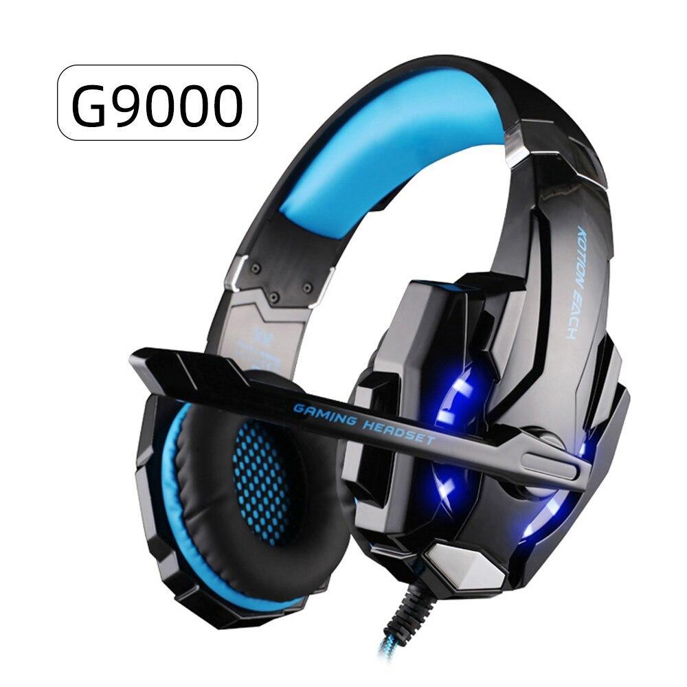 Stevvex G9000 gaming headset over-ear wired with blue LED accents on Tampa Home & Garden Store