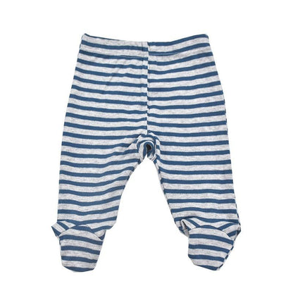 Stevvex baby cotton footed trousers blue and white striped 0-18 months unisex on Tampa Home & Garden Store