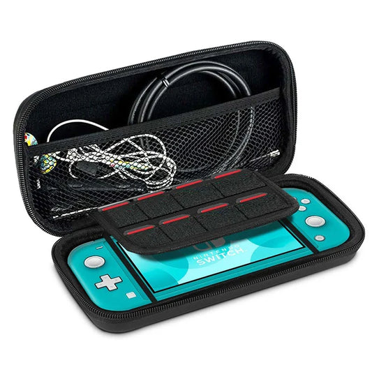 Hard EVA portable carrying case for Nintendo Switch Lite with teal console and cable organizer on Tampa Home & Garden Store