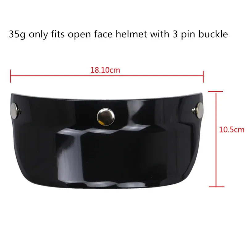 Fire Helmet Visor by BikerZoneZ, glossy black curved plastic shield with metal snaps on Tampa Home & Garden Store