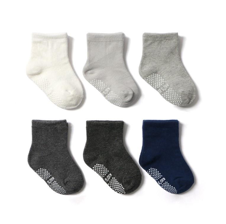 6-pair cotton baby non-slip boat socks with rubber grips, low-cut, assorted colors for kids on Tampa Home & Garden Store