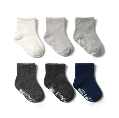 6-pair cotton baby non-slip boat socks with rubber grips, low-cut, assorted colors for kids on Tampa Home & Garden Store