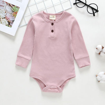 Stevvex pink ribbed baby girl bodysuit romper with long sleeves and snap bottom on Tampa Home & Garden Store