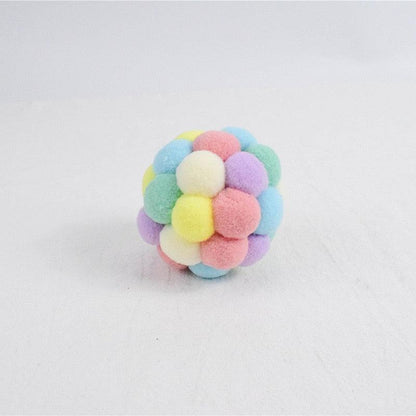Plush toy ball multicolor pom-poms by Stevvex for cats and dogs, interactive cat toy on Tampa Home & Garden Store