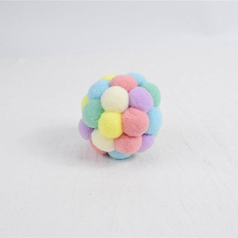 Plush pet toy ball multicolor pom-pom ball for cats on Tampa Home & Garden Store