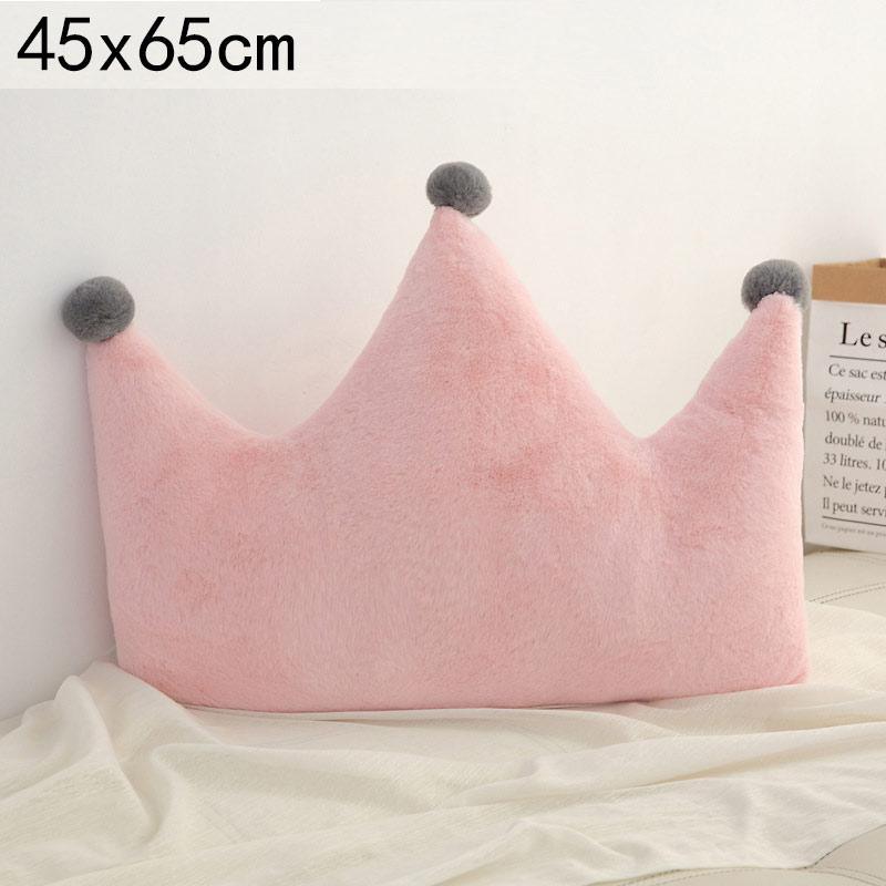 Pink crown-shaped nursing pillow 45x65cm for newborns with plush fabric and gray pom-poms Stevvex on Tampa Home & Garden Store