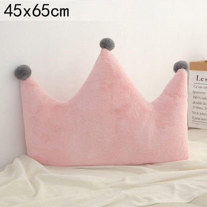 Pink crown-shaped nursing pillow 45x65cm for newborns with plush fabric and gray pom-poms Stevvex on Tampa Home & Garden Store
