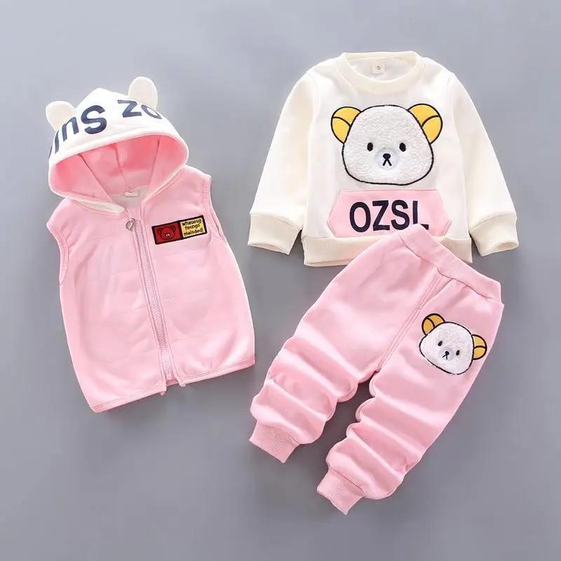 Bear Ear Hooded Baby Sweater Set for Autumn Wear