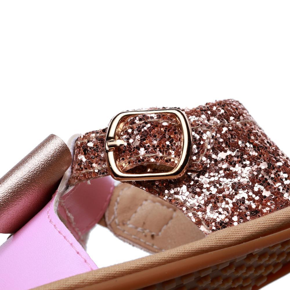 Baby girl sandals Stevvex glitter rose-pink strap with buckle PU leather soft sole on Tampa Home & Garden Store