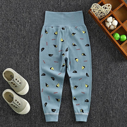 Stevvex baby pants long leggings in blue cotton with yellow and black print on Tampa Home & Garden Store