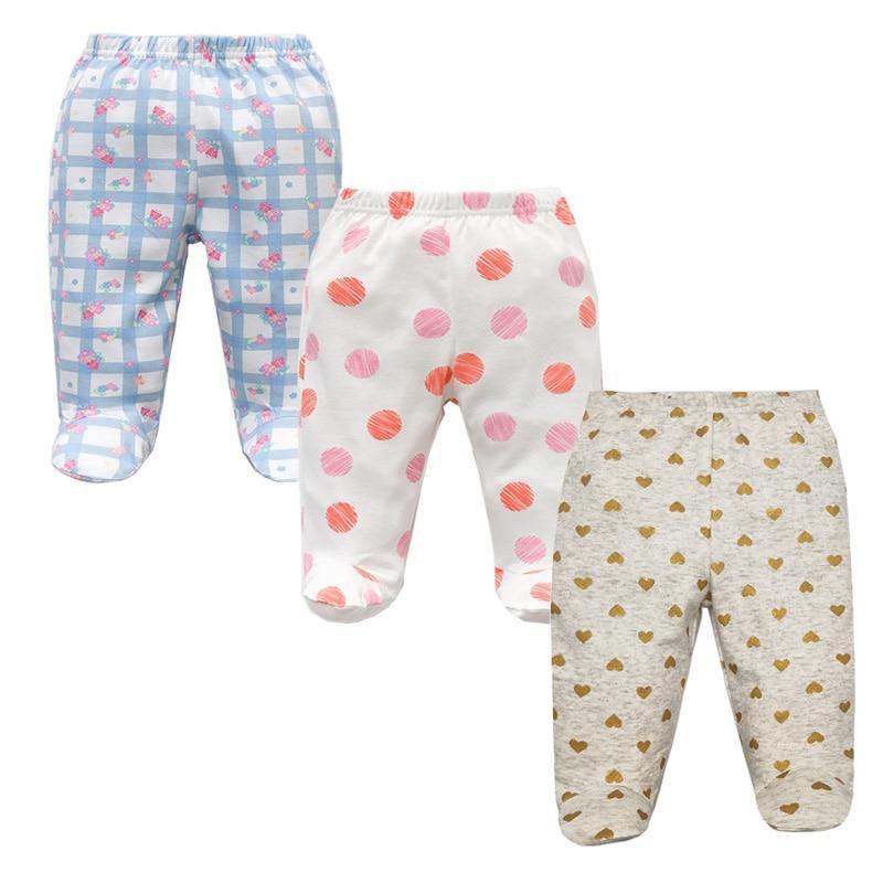 3pc baby pants set 100% cotton; blue plaid, white with pink polka, beige hearts Stevvex on Tampa Home & Garden Store