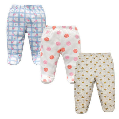 3pc baby pants set 100% cotton; blue plaid, white with pink polka, beige hearts Stevvex on Tampa Home & Garden Store