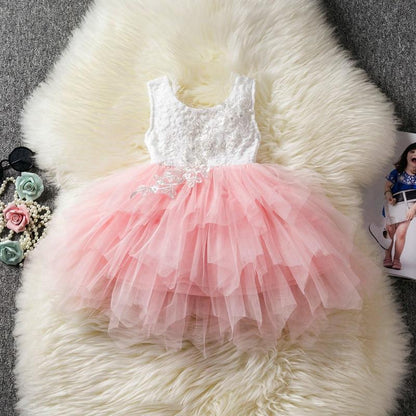 Stevvex lace bodice pink tulle toddler dress for girls 1-6 years birthday christening on Tampa Home & Garden Store
