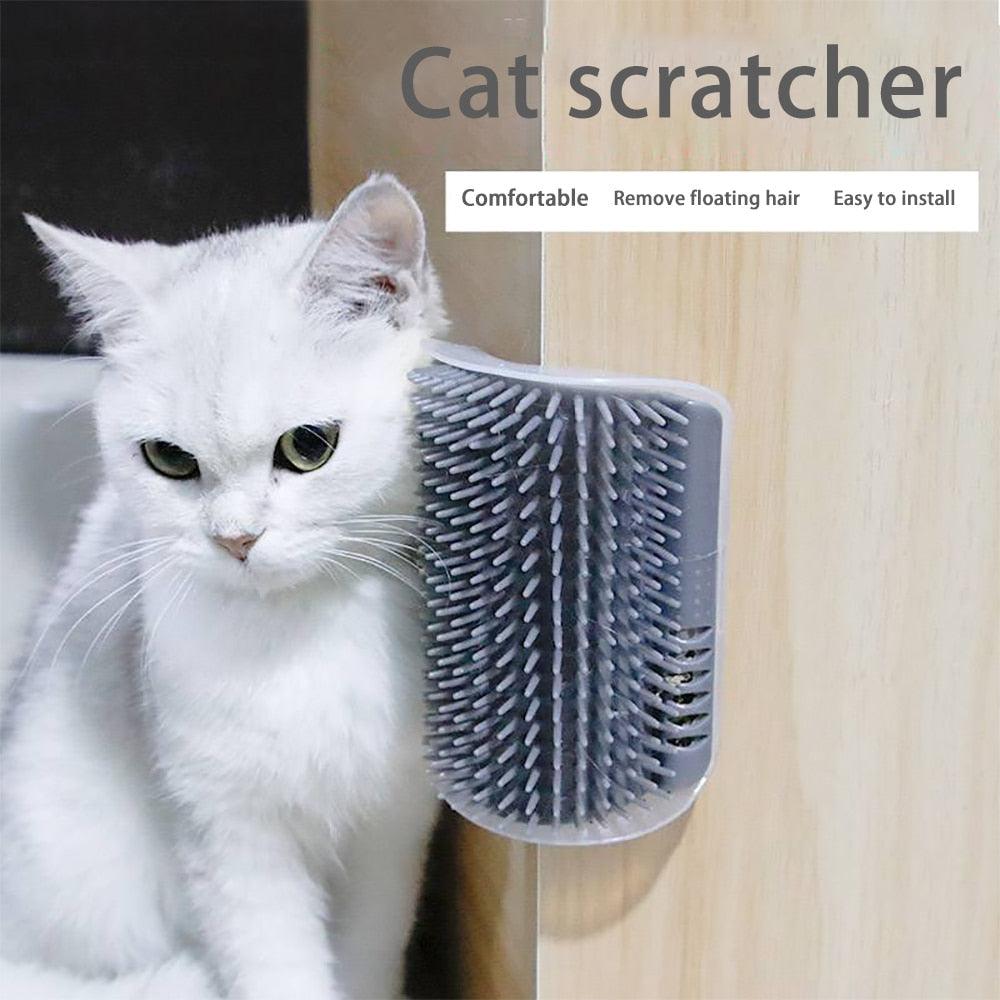 Cat massager brush wall mounted with soft gray silicone bristles for fur grooming on Tampa Home & Garden Store