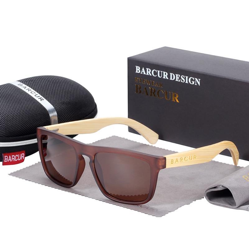 Polarized bamboo wood sunglasses with retro classic frame and UV400 protection Barcur brand on Tampa Home & Garden Store