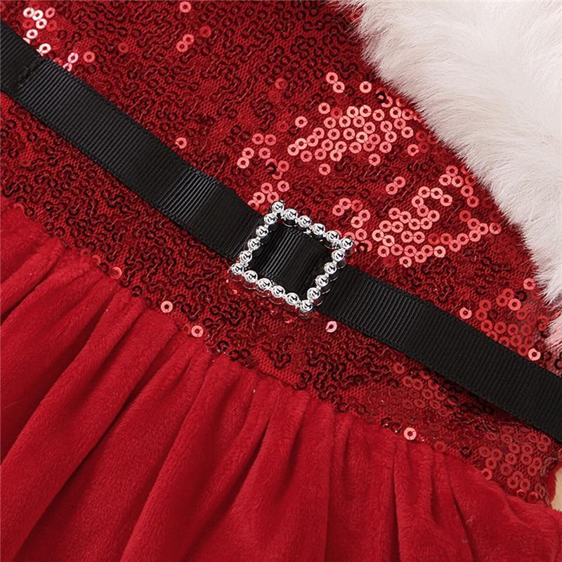 Baby girls Christmas romper dress sequin bodice, black belt buckle, velvet skirt Stevvex on Tampa Home & Garden Store