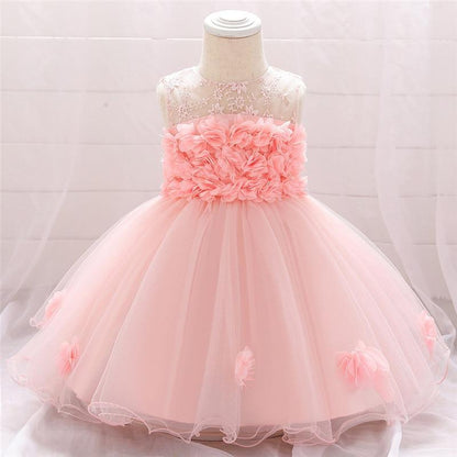 Baby dress Stevvex pink lace bodice with floral tulle waist and full tutu skirt on Tampa Home & Garden Store