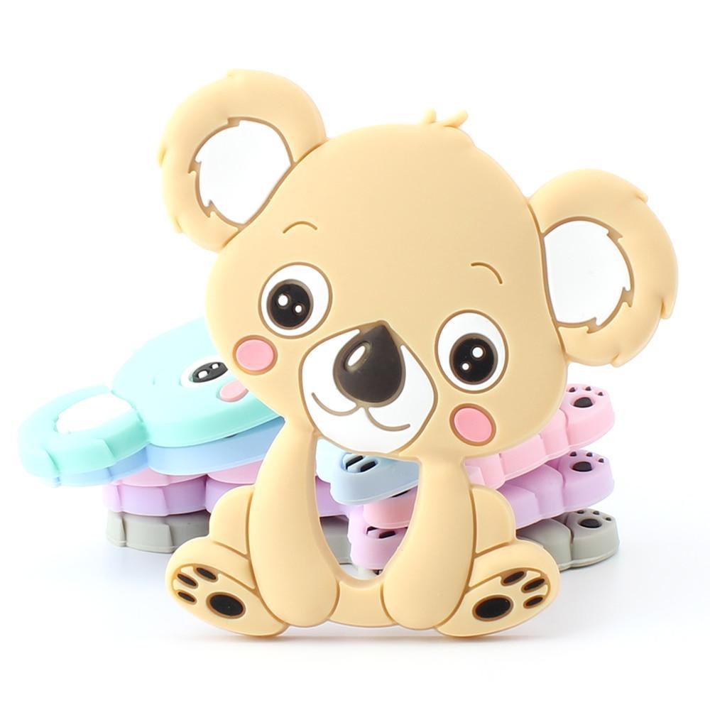 Stevvex koala silicone teether in peach with pastel bead rings on Tampa Home & Garden Store