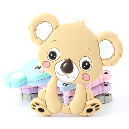 Stevvex koala silicone teether in peach with pastel bead rings on Tampa Home & Garden Store