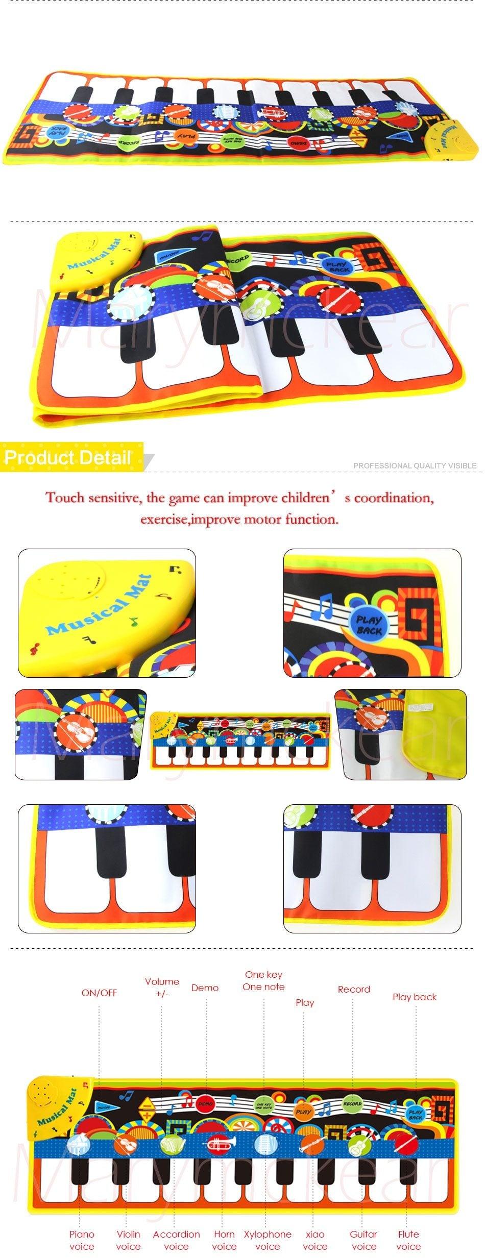 Stevvex baby electronic music piano play mat with colorful keys and 8 instrument modes on Tampa Home & Garden Store