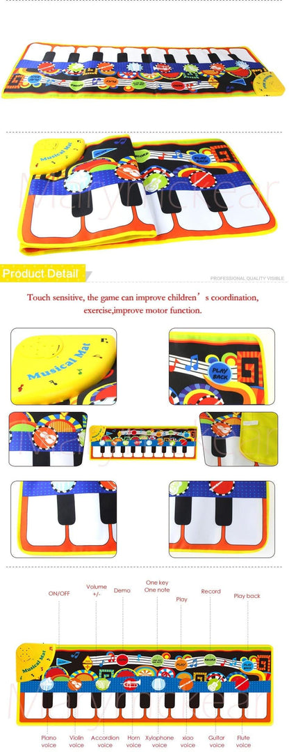 Stevvex baby electronic music piano play mat with colorful keys and 8 instrument modes on Tampa Home & Garden Store